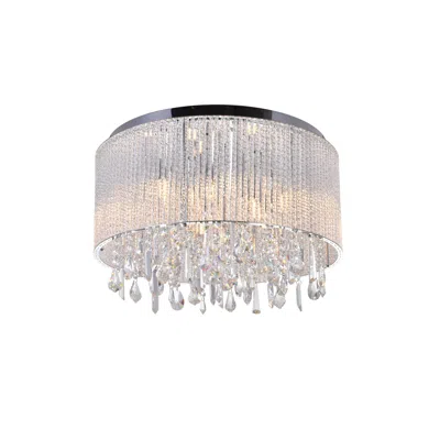 Cwi Lighting Benson 9 Light Drum Shade Flush Mount With Chrome Finish