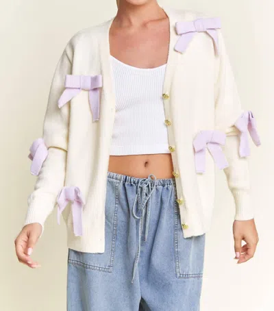 In The Beginning Bow Detail Cardigan In Ivory