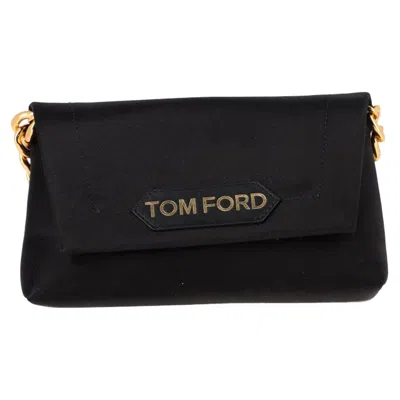 Tom Ford Chain Shoulder Bag In Black Satin