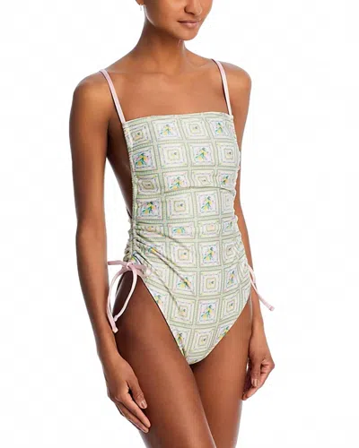 Capittana Irene Reversible One-piece Swimsuit In Lemon Flowers In Green