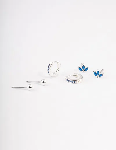 Lovisa Silver Plated Brass Cubic Zirconia Marquise Stud & Huggie Earrings Pack
