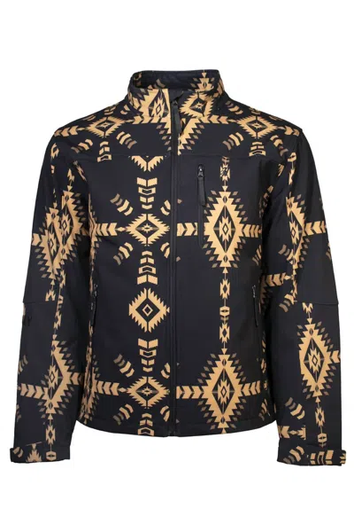 Hooey Men's Aztec Softshel Jacket In Black/tan In Black