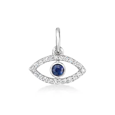 Rs Pure By Ross-simons Diamond And Sapphire Evil Eye Charm In Sterling Silver In Metallic