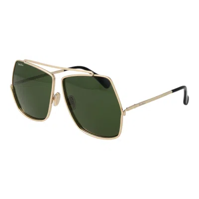 Max Mara Gold Women Sunglasses In Green