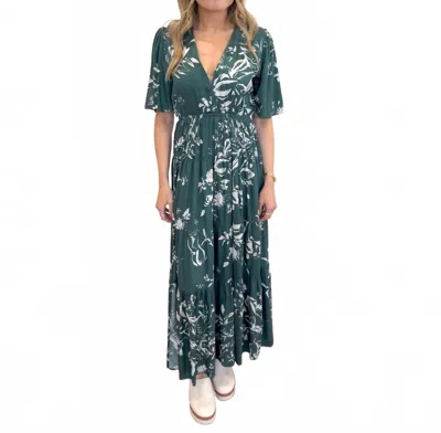 Elan Billie Floral Maxi Dress In Jade In Green