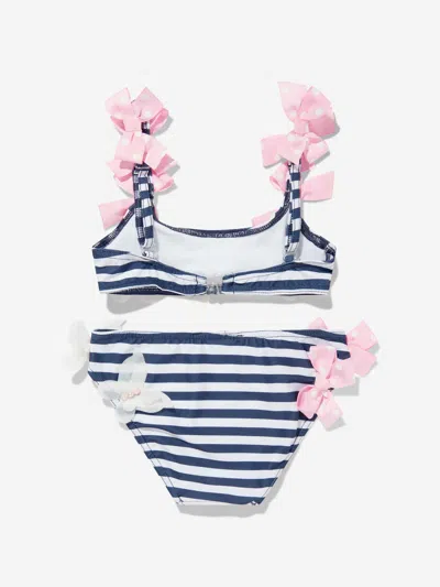 Selini Action Girls Striped Butterfly And Bow Bikini In Pink