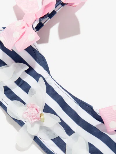 Selini Action Girls Striped Butterfly And Bow Bikini In Pink