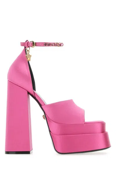 Versace Pink Aevitas Medusa Platform Sandals In Pink