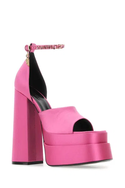 Versace Pink Aevitas Medusa Platform Sandals In Pink
