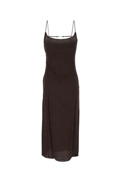 Jacquemus Womens Croco Brown La Robe Notte Croc-pattern Woven Midi Dress