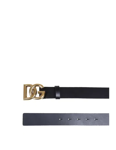 Dolce & Gabbana Calfskin Belt In Black