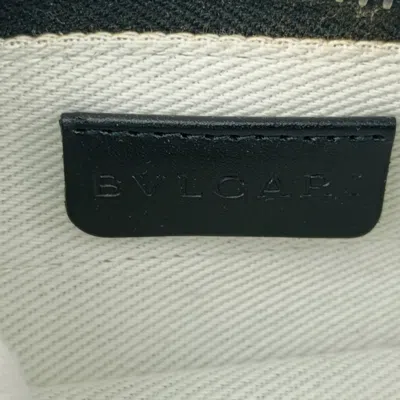 Pre-owned Bvlgari Black Blue Canvas Leather Pochette Pouch Shoulder Bag ()