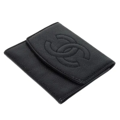 Pre-owned Chanel Black Grained Calfskin Coin Purse/coin Case ()