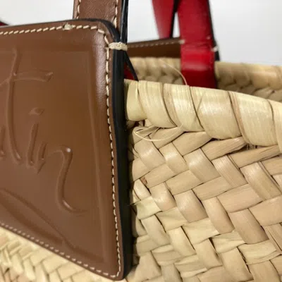 Pre-owned Christian Louboutin Beige Brown Raffia Leather Shoulder Bag Tote Bag ()