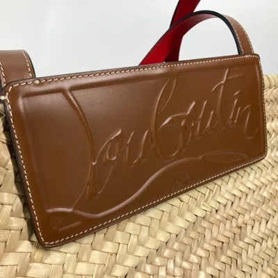 Pre-owned Christian Louboutin Beige Brown Raffia Leather Shoulder Bag Tote Bag ()