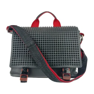 Pre-owned Christian Louboutin Black Red Color Leather Handbag Messenger Bag Shoulder Bag ()