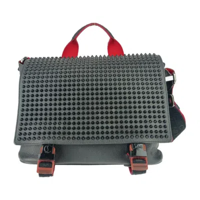 Pre-owned Christian Louboutin Black Red Color Leather Handbag Messenger Bag Shoulder Bag ()