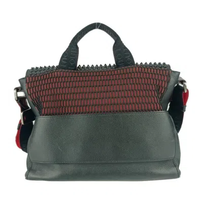 Pre-owned Christian Louboutin Black Red Color Leather Handbag Messenger Bag Shoulder Bag ()