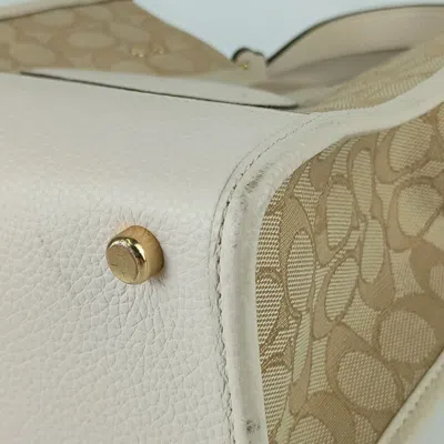 Pre-owned Coach Beige Signature Line Leather Handbag Shoulder Bag ()