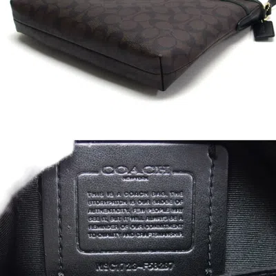 Pre-owned Coach Signature Black Brown Dark Brown Signature Line Shoulder Bag ()