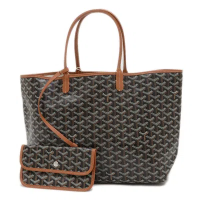 Pre-owned Goyard Black Brown Leather Canvas Tote Bag ()