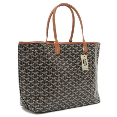 Pre-owned Goyard Black Brown Leather Canvas Tote Bag ()