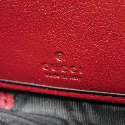 Pre-owned Gucci Bamboo Red Color Leather Long Wallet (bi-fold) ()