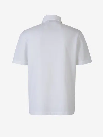 Brioni Piqué Cotton Polo Shirt In White