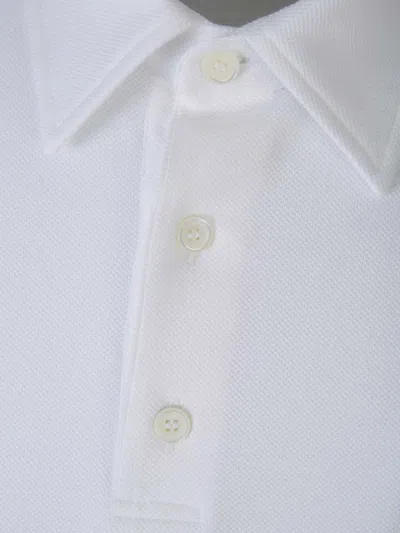 Brioni Piqué Cotton Polo Shirt In White