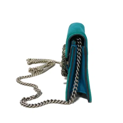 Pre-owned Gucci Green Turquoise Velvet Shoulder Bag ()