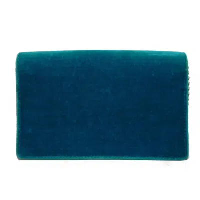 Pre-owned Gucci Green Turquoise Velvet Shoulder Bag ()