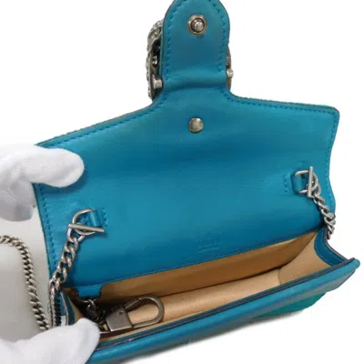 Pre-owned Gucci Green Turquoise Velvet Shoulder Bag ()