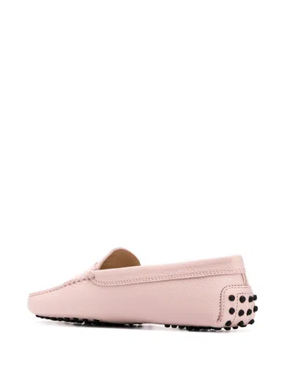 Tod's Grained Leather Gommino Driving Shoes In Pink