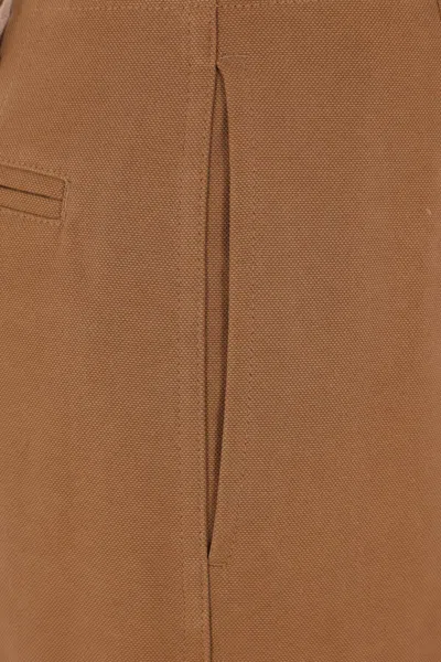 Chloé Garment Dye Organic Cotton Canvas Wide Leg Pants In Brown