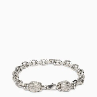 Emanuele Bicocchi Silver 925 Skull Chain Bracelet In Metallic
