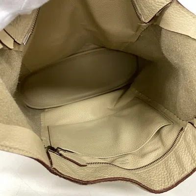 Pre-owned Hermes Beige Parchemin Taurillon Clemence Leather Shoulder Bag ()