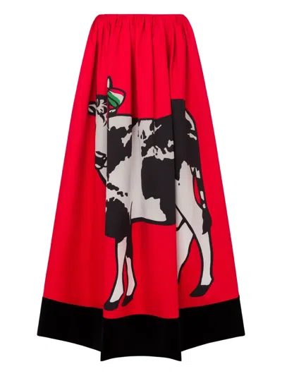 Moschino Cotton Gabardine Skirt Archive In Animal Print