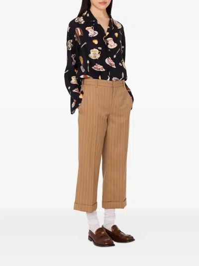 Moschino Tea Time Printed Silk Satin Shirt