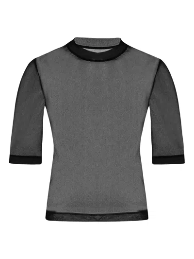 Rosetta Getty Sheer Mesh Top In Black