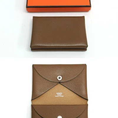 Pre-owned Hermes Brown Marron Epsom Leather Coin Purse/coin Case ()