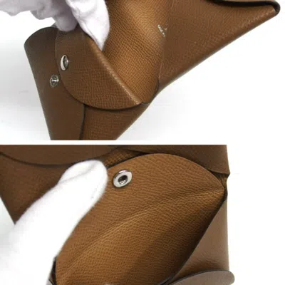 Pre-owned Hermes Brown Marron Epsom Leather Coin Purse/coin Case ()