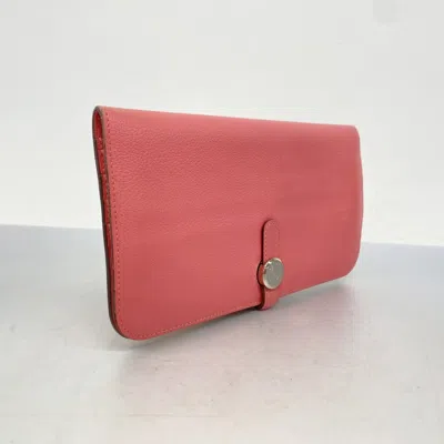 Pre-owned Hermes Rose Azalee Long Wallet (bi-fold) ()
