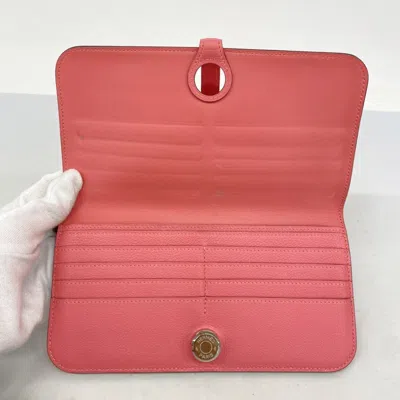 Pre-owned Hermes Rose Azalee Long Wallet (bi-fold) ()