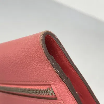 Pre-owned Hermes Rose Azalee Long Wallet (bi-fold) ()