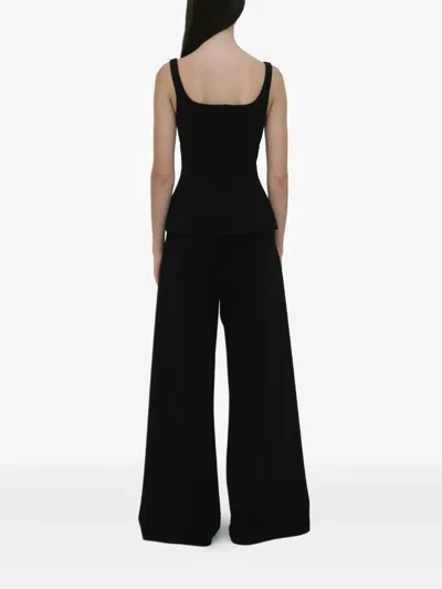 Rosetta Getty Square Neck Button Front Top Black In Black