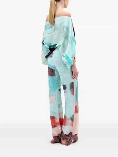 Silvia Tcherassi Bellagio Balloon-sleeve Off-the-shoulder Silk Blouse In Multi