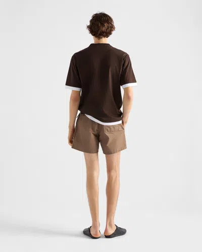 Prada Cotton T-shirt In Brown