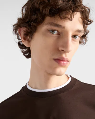 Prada Cotton T-shirt In Brown