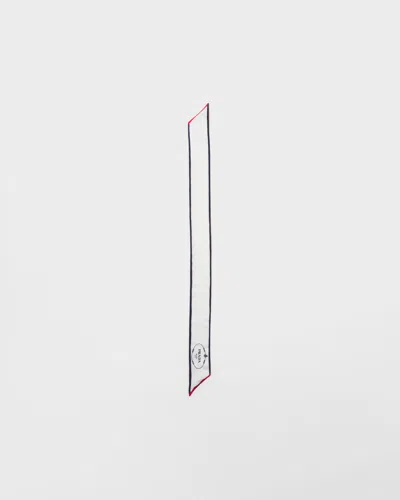 Prada Womens Neutral Printed Jacquard Skinny Silk Twill Scarf