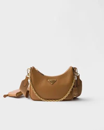 Prada Re-edition 2005 Saffiano Leather Shoulder Bag In Brown